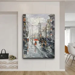 Handmade Oil Painting Canvas Wall Art DecorationAbstract Architectural Streetscape London Landscape for Home Decor Rolled Frameless Unstretched Painting