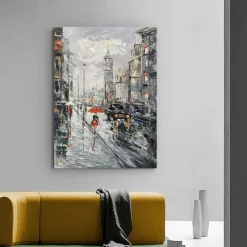 Handmade Oil Painting Canvas Wall Art DecorationAbstract Architectural Streetscape London Landscape for Home Decor Rolled Frameless Unstretched Painting