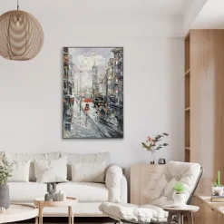 Handmade Oil Painting Canvas Wall Art DecorationAbstract Architectural Streetscape London Landscape for Home Decor Rolled Frameless Unstretched Painting