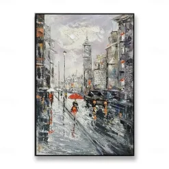 Handmade Oil Painting Canvas Wall Art DecorationAbstract Architectural Streetscape London Landscape for Home Decor Rolled Frameless Unstretched Painting