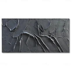 Handmade Oil Painting Canvas Wall Art Decoration Modern Abstract Texture Black for Living Room Home Decor Rolled Frameless Unstretched Painting