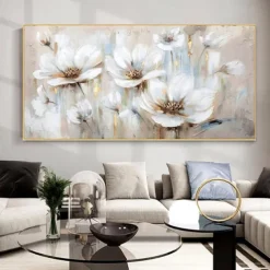 Handmade Oil Painting Canvas Wall Art Decoration Modern Abstract Flowers Texture for Living Room Home Decor Rolled Frameless Unstretched Painting