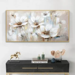 Handmade Oil Painting Canvas Wall Art Decoration Modern Abstract Flowers Texture for Living Room Home Decor Rolled Frameless Unstretched Painting