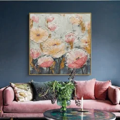 Handmade Oil Painting Canvas Wall Art Decoration Modern Flowers for Home Decor Rolled Frameless Unstretched Painting