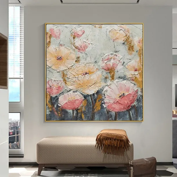 Handmade Oil Painting Canvas Wall Art Decoration Modern Flowers for Home Decor Rolled Frameless Unstretched Painting