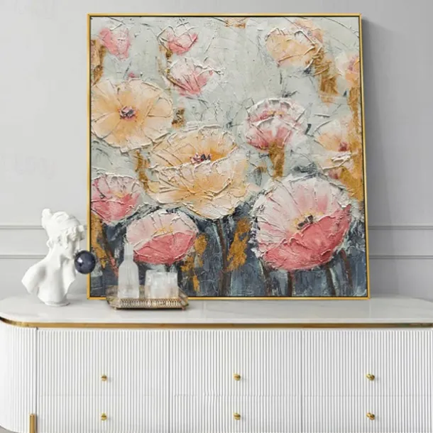 Handmade Oil Painting Canvas Wall Art Decoration Modern Flowers for Home Decor Rolled Frameless Unstretched Painting