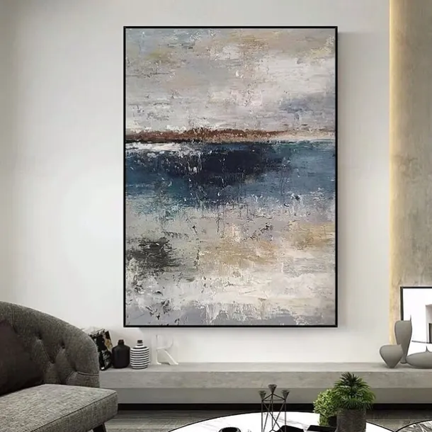 Handmade Oil Painting Canvas Wall Art Decoration Abstract Graininess Grey Paintings for Home Decor Rolled Frameless Unstretched Painting