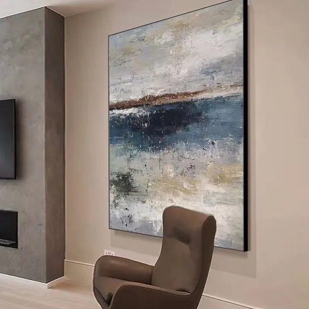 Handmade Oil Painting Canvas Wall Art Decoration Abstract Graininess Grey Paintings for Home Decor Rolled Frameless Unstretched Painting