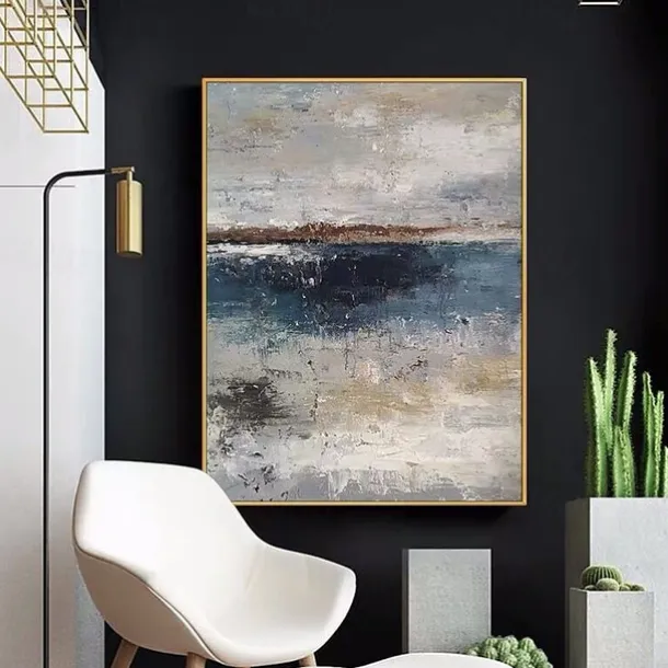 Handmade Oil Painting Canvas Wall Art Decoration Abstract Graininess Grey Paintings for Home Decor Rolled Frameless Unstretched Painting