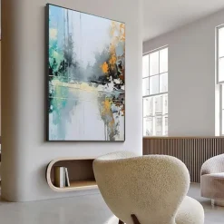 Handmade Oil Painting Canvas Wall Art Decoration Vertical Modern Abstract Art for Home Living Room Hallway Decor Rolled Frameless Unstretched Painting