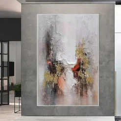 Handmade Oil Painting Canvas Wall Art Decoration Vertical Modern Abstract Art for Home Living Room Hallway Decor Rolled Frameless Unstretched Painting