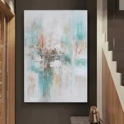 Handmade Oil Painting Canvas Wall Art Decoration Vertical Modern Abstract Art for Home Living Room Hallway Decor Rolled Frameless Unstretched Painting