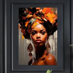 Handmade Oil Painting Canvas Wall Art Decoration Figure Portrait African Beautiful Girl Abstract for Home Decor Rolled Frameless Unstretched Painting