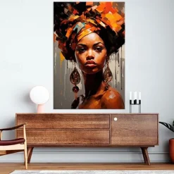 Handmade Oil Painting Canvas Wall Art Decoration Figure Portrait African Beautiful Girl Abstract for Home Decor Rolled Frameless Unstretched Painting