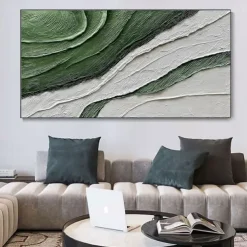 Handmade Oil Painting Canvas Wall Art Decoration Modern Green Abstract Texture for Living Room Home Decor Rolled Frameless Unstretched Painting