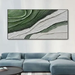 Handmade Oil Painting Canvas Wall Art Decoration Modern Green Abstract Texture for Living Room Home Decor Rolled Frameless Unstretched Painting