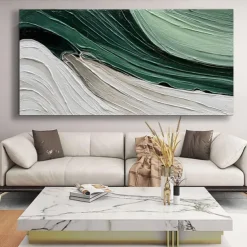 Handmade Oil Painting Canvas Wall Art Decoration Modern Green Abstract Texture for Living Room Home Decor Rolled Frameless Unstretched Painting
