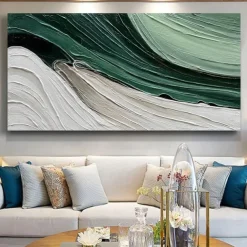 Handmade Oil Painting Canvas Wall Art Decoration Modern Green Abstract Texture for Living Room Home Decor Rolled Frameless Unstretched Painting