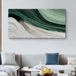 Handmade Oil Painting Canvas Wall Art Decoration Modern Green Abstract Texture for Living Room Home Decor Rolled Frameless Unstretched Painting