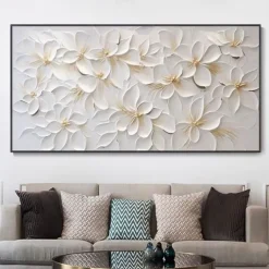 Handmade Oil Painting Canvas Wall Art Decoration Abstract 3D Palette Knife Abstract Texture Flowers for Home Decor Rolled Frameless Unstretched Painting