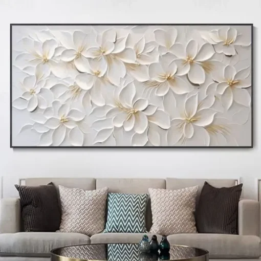 Handmade Oil Painting Canvas Wall Art Decoration Abstract 3D Palette Knife Abstract Texture Flowers for Home Decor Rolled Frameless Unstretched Painting