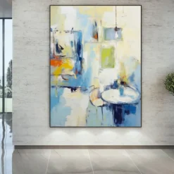 Handmade Oil PaintingCanvasWall Art DecorationAbstract Knife PaintingLandscape BlueFor Home Decor Rolled Frameless Unstressed Painting