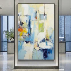 Handmade Oil PaintingCanvasWall Art DecorationAbstract Knife PaintingLandscape BlueFor Home Decor Rolled Frameless Unstressed Painting