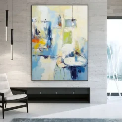 Handmade Oil PaintingCanvasWall Art DecorationAbstract Knife PaintingLandscape BlueFor Home Decor Rolled Frameless Unstressed Painting