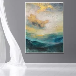 Handmade Oil PaintingCanvasWall Art DecorationAbstract Knife PaintingLandscape BlueFor Home Decor Rolled Frameless Unstressed Painting