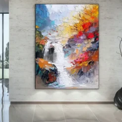 Handmade Oil PaintingCanvasWall Art DecorationAbstract Knife PaintingSea View RedFor Home Decor Rolled Frameless Unstressed Painting