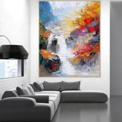 Handmade Oil PaintingCanvasWall Art DecorationAbstract Knife PaintingSea View RedFor Home Decor Rolled Frameless Unstressed Painting
