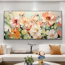 Handmade Original Blooming flowers and plants Oil Painting On Canvas Abstract Art Painting for Home Decor With Stretched Frame/Without Inner Frame Painting