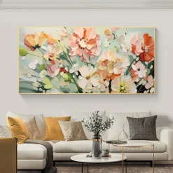 Handmade Original Blooming flowers and plants Oil Painting On Canvas Abstract Art Painting for Home Decor With Stretched Frame/Without Inner Frame Painting
