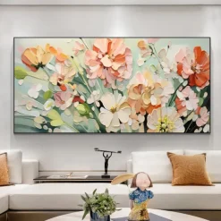 Handmade Original Blooming flowers and plants Oil Painting On Canvas Abstract Art Painting for Home Decor With Stretched Frame/Without Inner Frame Painting