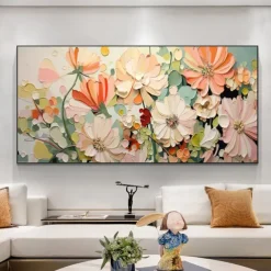 Handmade Original Blooming flowers and plants Oil Painting On Canvas Abstract Art Painting for Home Decor With Stretched Frame/Without Inner Frame Painting
