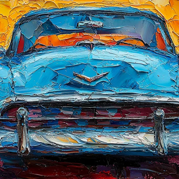 Handmade Original Colorful Car Oil Painting On Canvas Abstract Race Car Wall Art for Home Decor With Stretched Frame Without Inner Frame Painting
