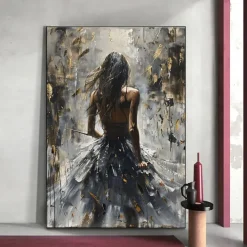Handmade Original Dancing Girl Oil Painting On Canvas Abstract Figure Art Painting Large Violin Wall Art Bedroom Wall Decor Handmade Gift No Frame