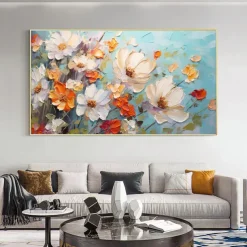 Handmade Original Flower Oil Painting On Canvas Wall Art Decor Abstract Minimalist Floral Painting for Home Decor With Stretched Frame/Without Inner Frame Painting