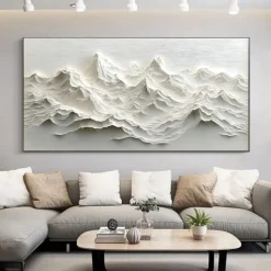 Handmade Original Snow Mountain Oil Painting On Canvas Abstract Texture Winter Landscape Wall Art for Home Decor With Stretched Frame/Without Inner Frame Painting