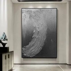 Handmade Pure Black Textured painting Hand Painted Oil Painting Wall Art Large Painting Palette Knife Abstract Painting Hand-painted Acrylic Paintings Decor Rolled Canvas