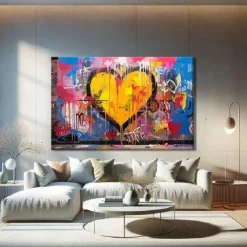 Handmade Textured love Oil Painting Textured Canvas Art Abstract Art Heart Handmade Painting Modern Living Room Wall Decor
