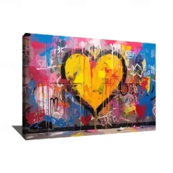 Handmade Textured love Oil Painting Textured Canvas Art Abstract Art Heart Handmade Painting Modern Living Room Wall Decor