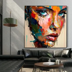 Handmade Wall Art Palette Figure Portrait Woman Face Home Wall Decor Rolled Canvas (No Frame)