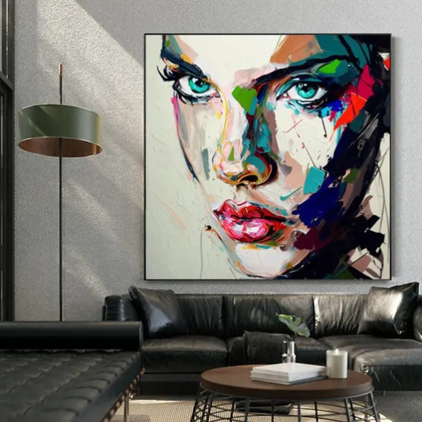 Handmade Wall Art Palette Figure Portrait Woman Face Home Wall Decor Rolled Canvas (No Frame)