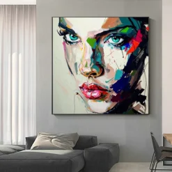 Handmade Wall Art Palette Figure Portrait Woman Face Home Wall Decor Rolled Canvas (No Frame)