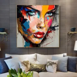 Handmade Wall Art Palette Figure Portrait Woman Face Home Wall Decor Rolled Canvas (No Frame)