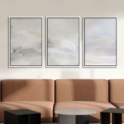 Handmade Wall Art Pastel painting handmade Abstract Gray Landscape Painting Eclectic Minimalist Modern Art Neutral seascape Painting Wall Decor Framed Canvas Gray painting