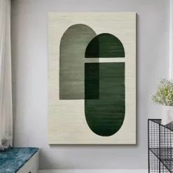Handmade White Abstract Painting on Canvas hand painted 3D Textured Wall Art Green Modern Canvas Art painting for Living Room Decor Home Decor Hotel Art Piece