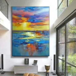 Handmate Oil PaintingCanvasWall Art DecorationAbstract Knife PaintingLandscape Yellowfor Home Decor Rolled Frameless Unstretched Painting