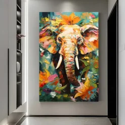 Handpaint Elephant Canvas Oil Painting Large Wall Art Contemporary Art Aesthetic Decor Home Decoration Housewarming Gift dea No Frame